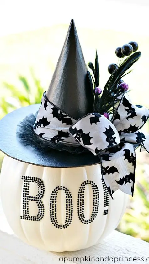 20 Unique No Carve Pumpkin Decorating Ideas: Halloween Fun glam no carve pumpkin