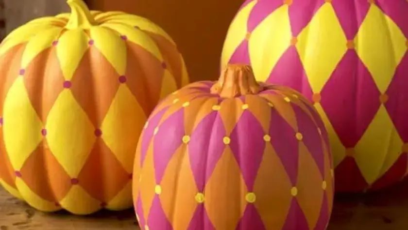 20 Unique No Carve Pumpkin Decorating Ideas: Halloween Fun harlequin no carve pumpkin idea