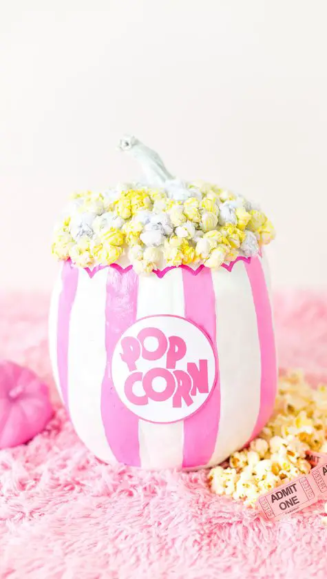 20 Unique No Carve Pumpkin Decorating Ideas: Halloween Fun Popcorn box no carve pumpkin idea