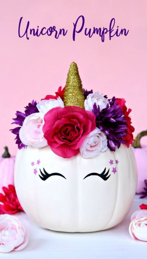 20 Unique No Carve Pumpkin Decorating Ideas: Halloween Fun unicorn pumpkin no carve pumpkin
